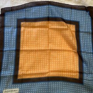 COPY - Yves Saint Laurent Blue and Orange Patterned Scarf